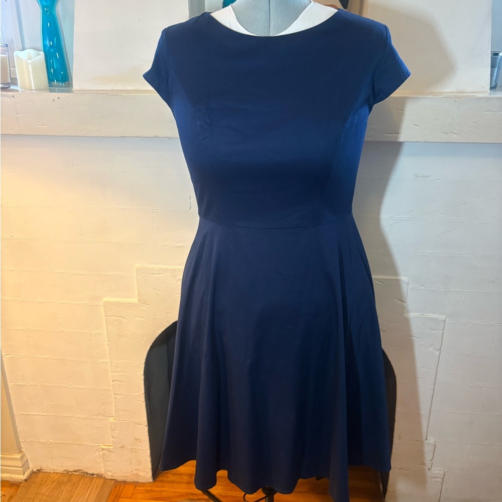 Classic Fit & Flare Navy Blue Women's Dress